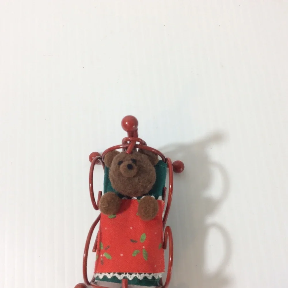 Miniature Bear in Bassinet Bed Christmas Decoration Ornament Swings Stocking 3